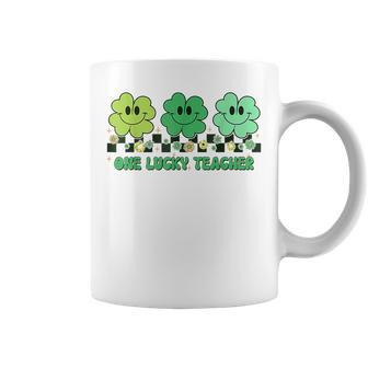 One Lucky Teacher Shamrock St Patricks Day Groovy Retro Coffee Mug - Thegiftio UK