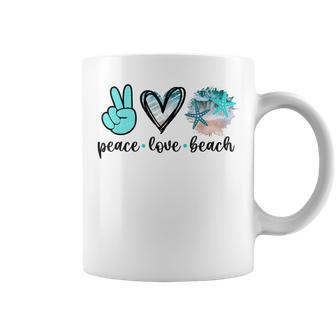 Peace Love Beach - Summer Hippie Ocean Vacation Sun Seaside Coffee Mug | Mazezy
