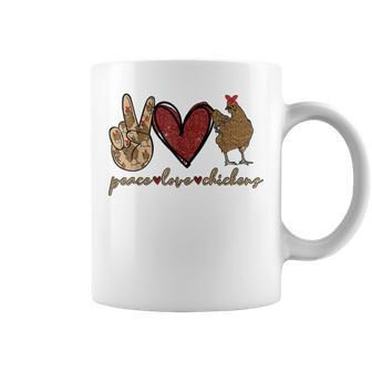 Peace Love Chicken Gold Glitter For Chicken Lover Farmer Coffee Mug | Mazezy
