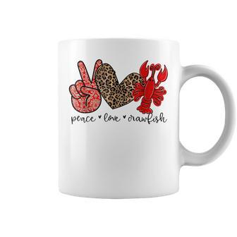 Peace Love Crawfish Leopard Crawfish Boil Cajun Lobster Gift Coffee Mug | Mazezy