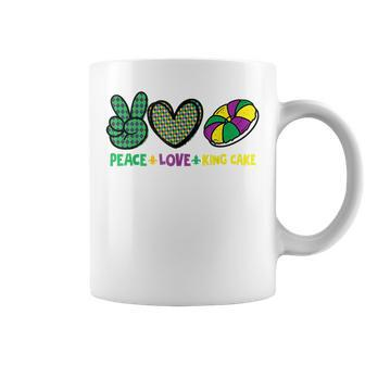 Peace Love King Cake Funny Mardi Gras King Cake Coffee Mug - Seseable