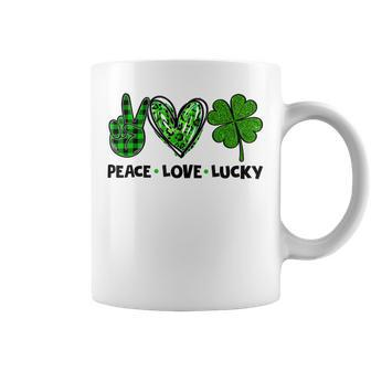 Peace Love Luck Lucky Clover Shamrock St Patricks Day Coffee Mug - Seseable