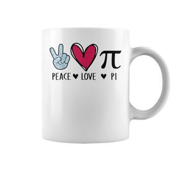 Peace Love Pi Math Love Pi Day Mathematics Math Teachers V2 Coffee Mug - Seseable