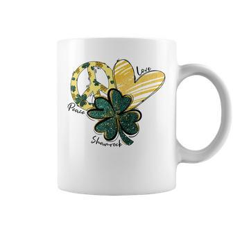 Peace Love Shamrock Leopard Irish Shamrocks St Patricks Day Coffee Mug | Seseable CA