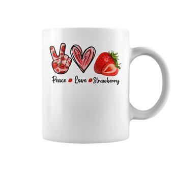 Peace Love Strawberry Cute Strawberry Festival Fruit Lover Coffee Mug - Seseable