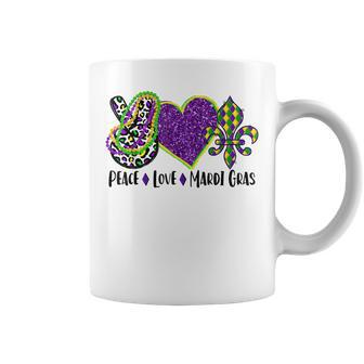 Peace Sign Heart Fleur De Lys Hippie Peace Love Mardi Gras Coffee Mug | Mazezy