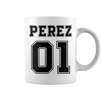 Perez 01 Back Print Sports Jersey Style Family Name Fun Coffee Mug - Seseable