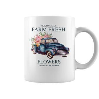 Picked Daily Farm Fresh Truck Flowers Seeds Bulbs Blooms Coffee Mug | Mazezy