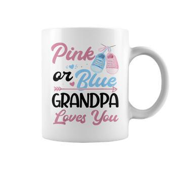 Pink Or Blue Grandpa Love You Baby Gender Reveal Grandfather Gift For Mens Coffee Mug | Mazezy