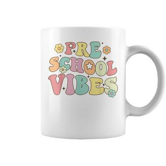 Preschool Vibes Retro Groovy Teacher Nursery School Coffee Mug | Mazezy