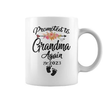 Promoted To Grandma Again 2023 Soon To Be New Grandma Women Coffee Mug | Mazezy