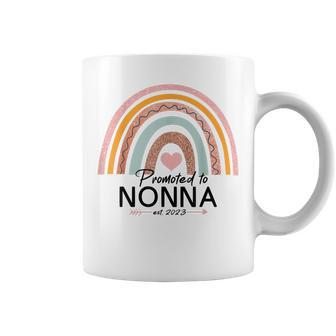 Promoted To Nonna Est 2023 Women Rainbow First Time Grandma Coffee Mug
