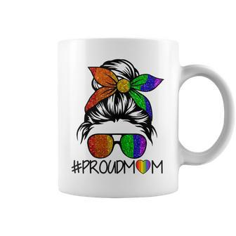 Proud Mom Lgbt Gay Pride Support Lgbtq Parade Messy Hair Bun Coffee Mug - Thegiftio UK