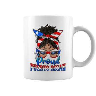 Proud Puerto Rican Latina Messy Bun Mama Puerto Rico Flag  Coffee Mug