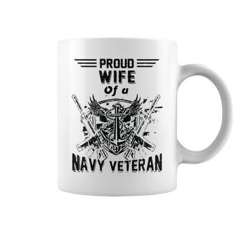 Proud Wife Of A Navy Veteran American Flag Military Gift Coffee Mug | Mazezy