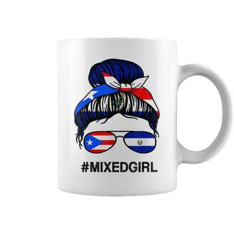 Puerto Rico El Salvador Flag Puerto Rican Messy Bun Coffee Mug | Mazezy
