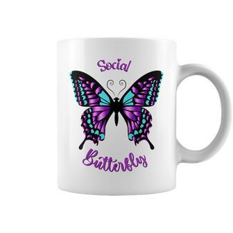 Purple And Blue Social Butterfly Coffee Mug | Mazezy