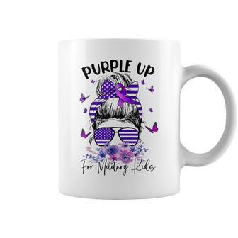 Purple Up For Military Kids Child Month Messy Bun Floral Coffee Mug | Mazezy AU