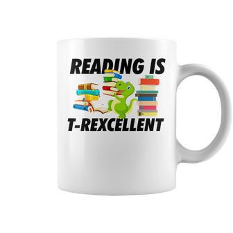 Reading Is T-Rexcellent Trex Dinosaur Read Books Funny Gift Coffee Mug | Mazezy