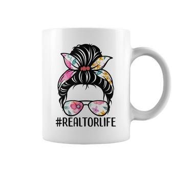 Realtor Life Messy Bun Real Estate Agent Girl Mom Wife Coffee Mug | Mazezy CA