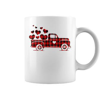 Red Plaid Truck Happy Valentines Day 2023 Couple Matching Coffee Mug - Seseable