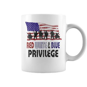 Red White & Blue Privilege Veterans Day Vets Coffee Mug - Seseable
