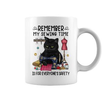 Remember My Sewing Time Is For Everyones Safety Black Cat Coffee Mug - Thegiftio UK