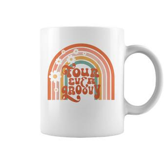 Retro Four Ever Groovy 4Th Birthday Hippie 70S Boho Rainbow Coffee Mug - Seseable