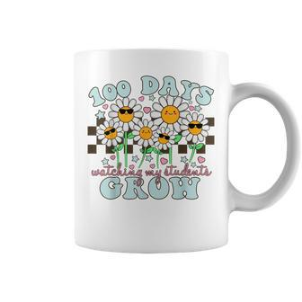 Retro Groovy 100 Days Of Watching My Students Grow Teacher V4 Coffee Mug - Seseable