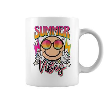 Retro Groovy Summer Vibes Smile Face Vacation Tropical 70S Coffee Mug - Thegiftio UK