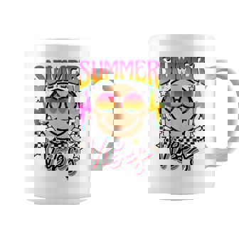 Retro Groovy Summer Vibes Smile Face Vacation Tropical 70S Coffee Mug - Thegiftio