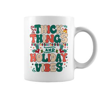 Retro Groovy Thick Things And Holiday Vibes Funny Xmas Gifts V2 Coffee Mug - Seseable