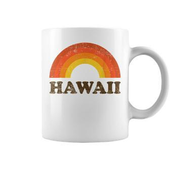 Retro Vintage Hawaii Souvenir 70S Distressed Rainbow Coffee Mug | Mazezy