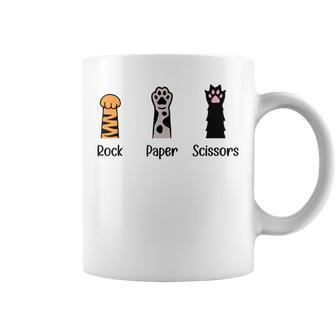 Rock Paper Scissors Funny Cat Paws Cute Kitten Lover Cats Coffee Mug | Mazezy