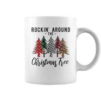 Rockin Around The Christmas Tree Buffalo Leopard Red Plaid Xmas Coffee Mug - Thegiftio UK