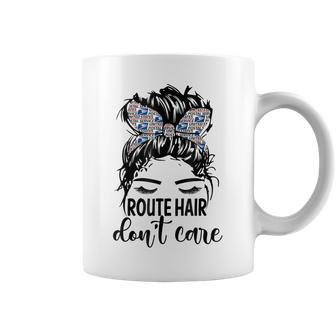 Route Hair Dont Care Messy Bun Mom Funny Mothers Day Womens Coffee Mug | Mazezy