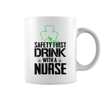 Safety First Drink With A Nurse Beer Lovers St Patricks Day V2 Coffee Mug - Thegiftio UK