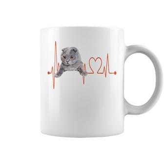 Schottische Katzen Herzschlag EKG Tassen für Kätzchenliebhaber - Seseable