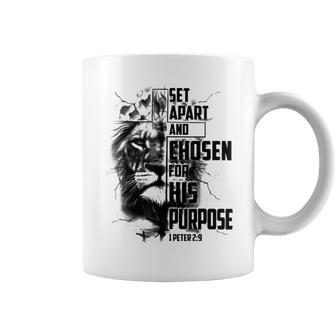 Set Apart And Chosen For His Purpose Lions Cross Christian Coffee Mug - Seseable