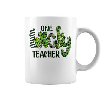 Shamrock One Lucky Teacher St Patricks Day School Coffee Mug - Seseable