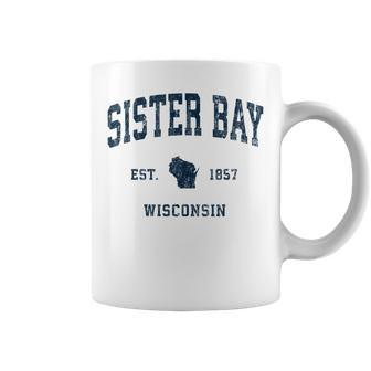 Sister Bay Wisconsin Wi Vintage Athletic Navy Sports Design Coffee Mug