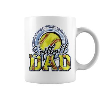 Softball Dad Vintage Fathers Day Softball Daddy Father Coffee Mug - Thegiftio UK