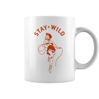 Stay Wild Cowgirl Pin Up Girl Vintage Western Country Rodeo Coffee Mug - Seseable