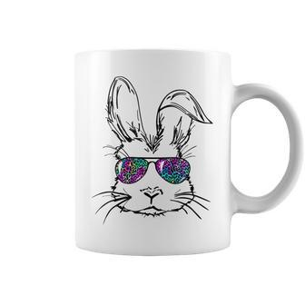 Sunglass Bunny Face Leopard Happy Easter Day Coffee Mug | Mazezy