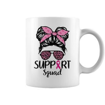 Support Squad Messy Bun Breast Cancer Awareness Girls Kids Coffee Mug - Thegiftio UK