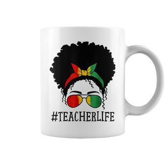 Teacher Life African Women Messy Bun Black History Month Coffee Mug - Seseable