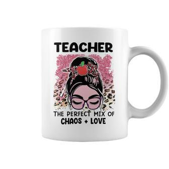 Teacher The Perfect Mix Of Chaos Love - Womens Vneck Coffee Mug - Seseable