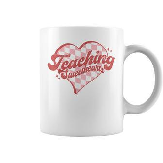Teaching Sweethearts Checkered Heart Valentines Day Teacher Coffee Mug - Seseable