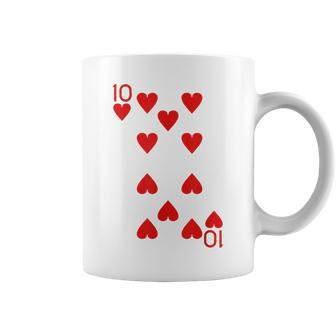 Ten Of Hearts Royal Flush Costume Halloween Playing Cards Coffee Mug - Seseable