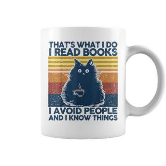 Thats What I Do I Read Books Vintage Cat Books Lovers Coffee Mug - Seseable